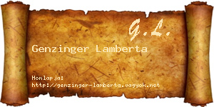 Genzinger Lamberta névjegykártya